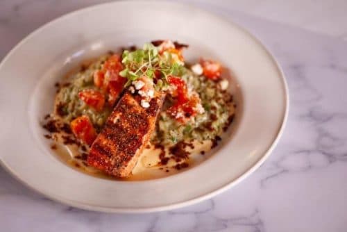 Grilled wild salmon — Coastal Roots catering entrée