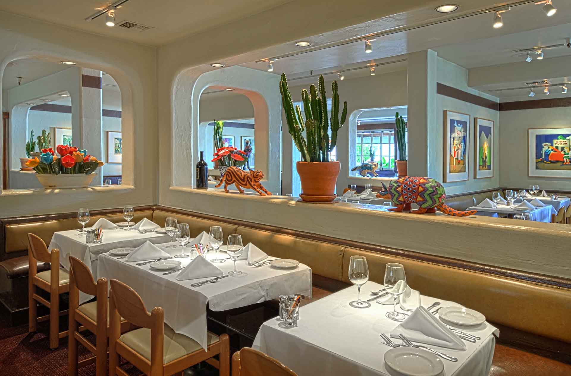 Rio Grill dining room with folk art